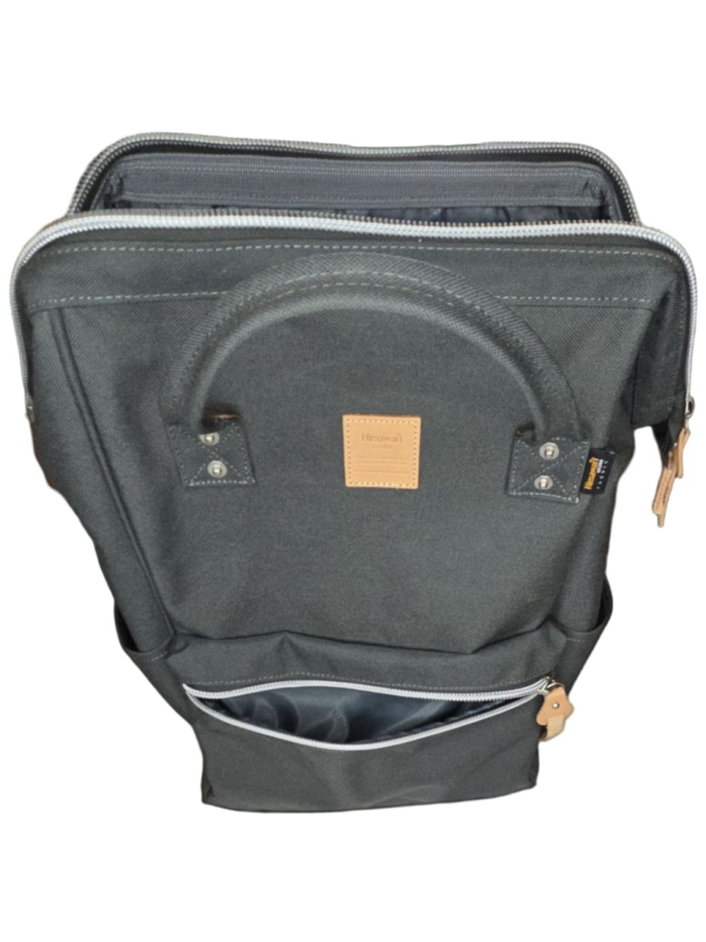 Himawari Gray Laptop Backpack Wide Opening Travel Diaper Bag School Bag - Picture 10 of 16